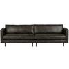 3-Sitzer-Sofa Rodeo Classic Schwarz B: 275cm - Schwarz, Design, Leder/Metall (275/83/88cm) - Livetastic