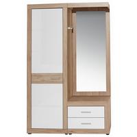 Šatna MALTA - bílá/barvy dubu, Moderní, kompozitní dřevo (130/197/36cm)