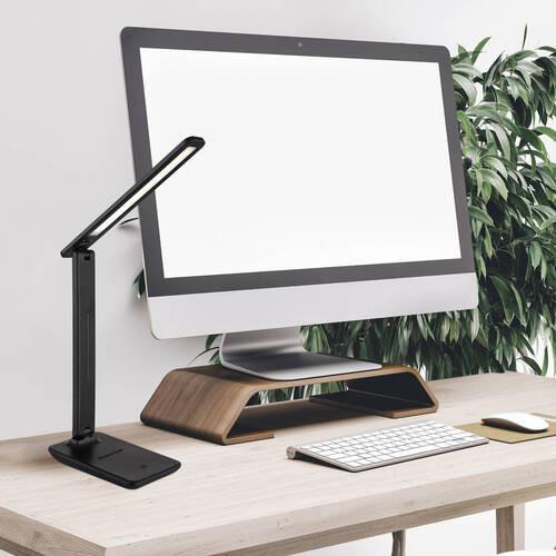 LED-Schreibtischleuchte 58439s - Opal/Schwarz, Design, Leder/Kunststoff (28/11,5/50cm) - Globo