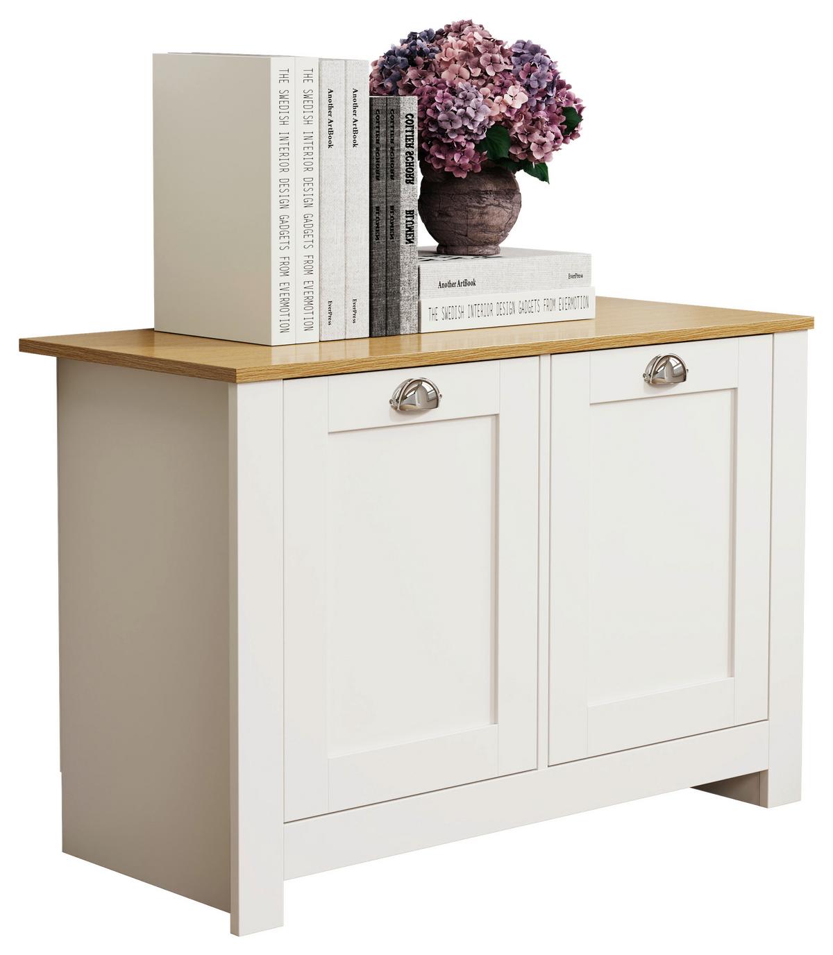 Kommode Balusa Weiß, Eiche Dekor B: 89 cm - Honigeiche/Weiß, LIFESTYLE, Holzwerkstoff (89/60/40cm) - MID.YOU