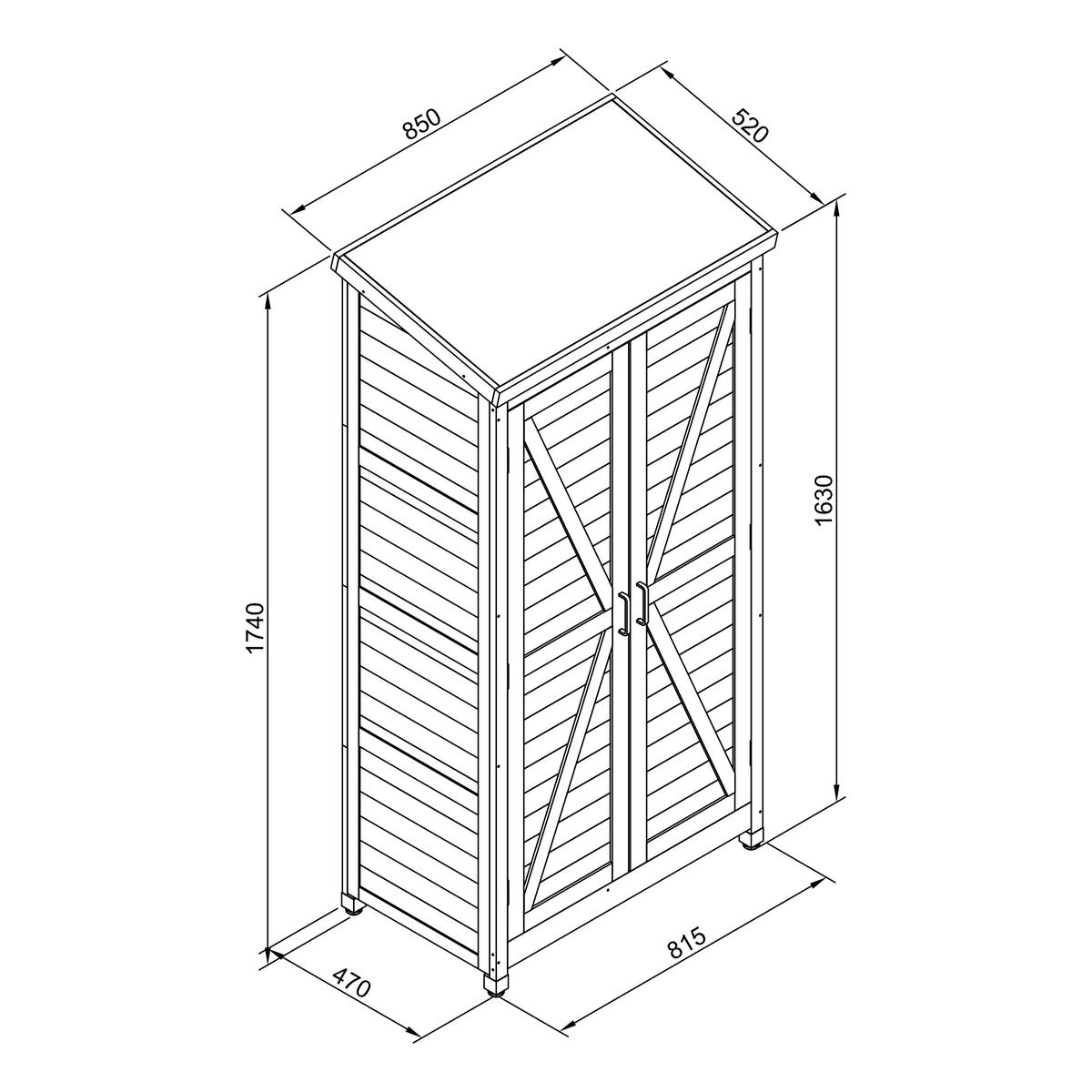 Geräteschrank Hugo - Braun, Basics, Holz (52/85/174cm) - Ambia Garden