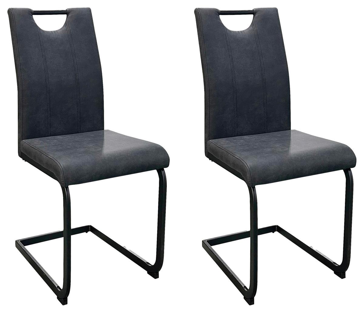 Schwingstuhl-Set Banff, Anthrazit, B: 42 cm - Anthrazit/Schwarz, Design, Textil/Metall (42/97/58cm) - MID.YOU