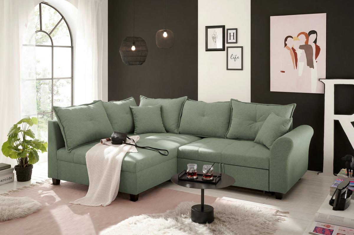 Ecksofa Liz Grün S: 175x252 Cm - Schwarz/Grün, MODERN, Textil (175/252cm) - Livetastic