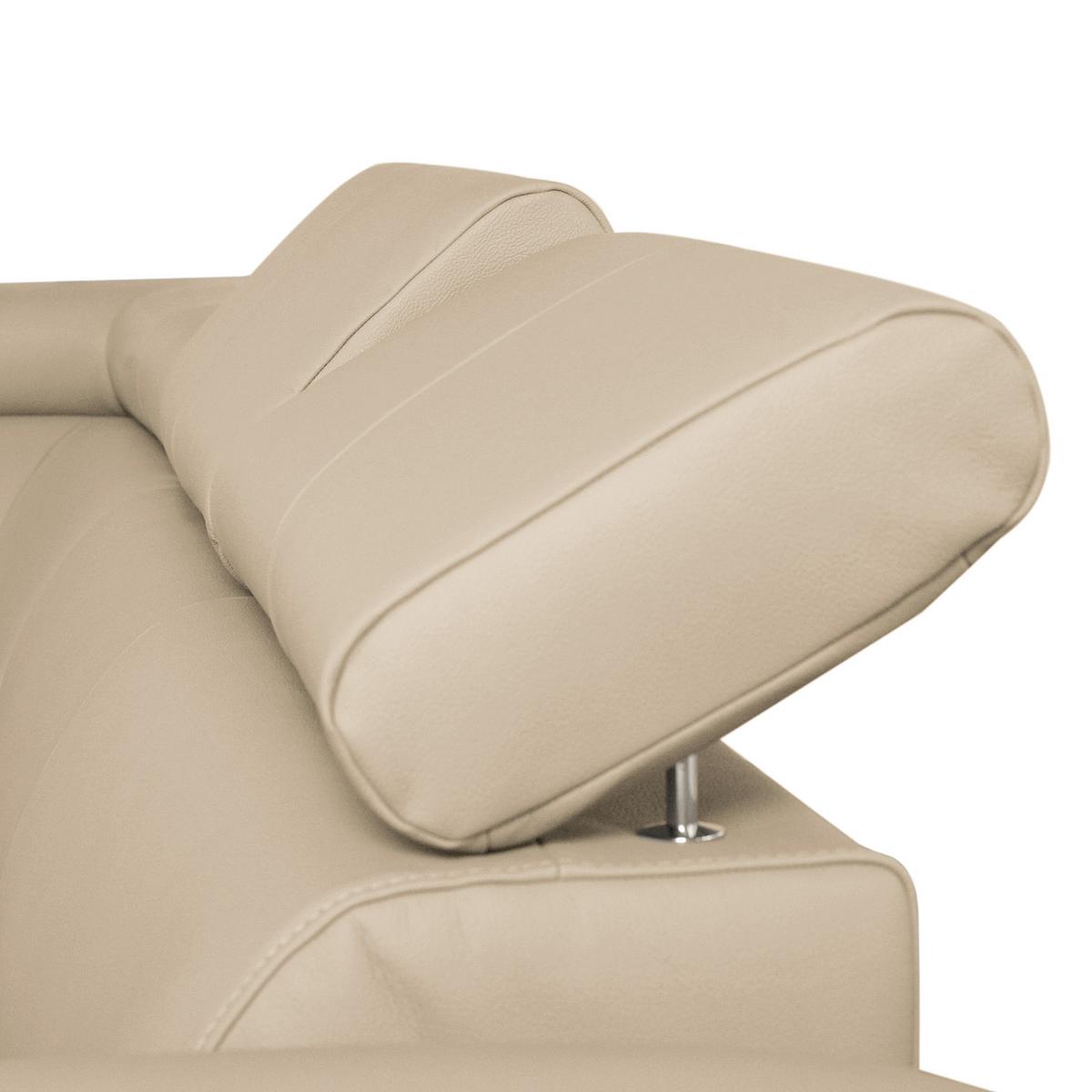 Ecksofa Lugano Teilleder Beige 208x248 - Chromfarben/Beige, Design, Leder/Textil (208/248cm) - Livetastic