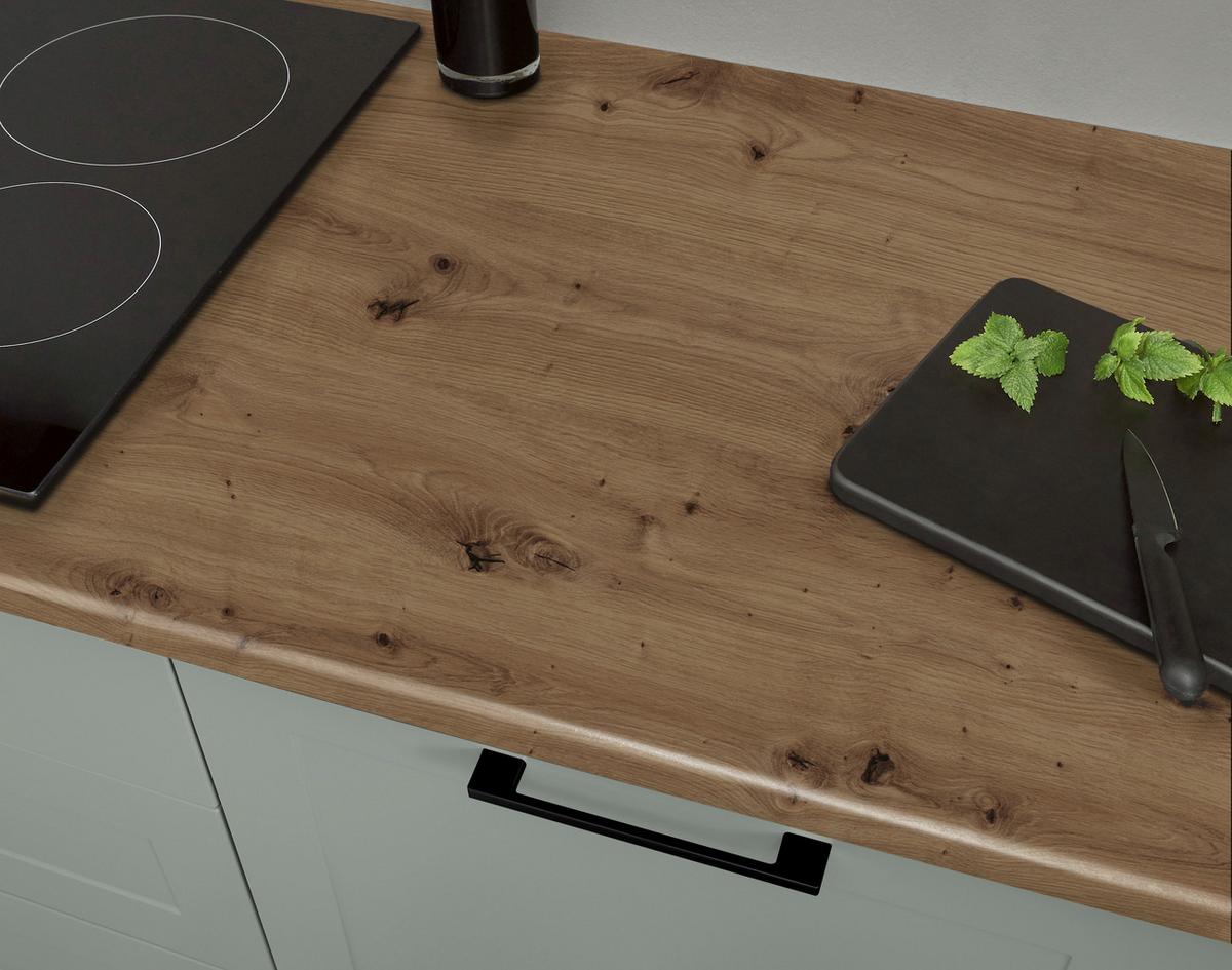 Küchenblock Marseille Grün/Eiche Dekor B: 320 cm - Eiche Artisan/Grün, Design, Holzwerkstoff (320cm) - MID.YOU