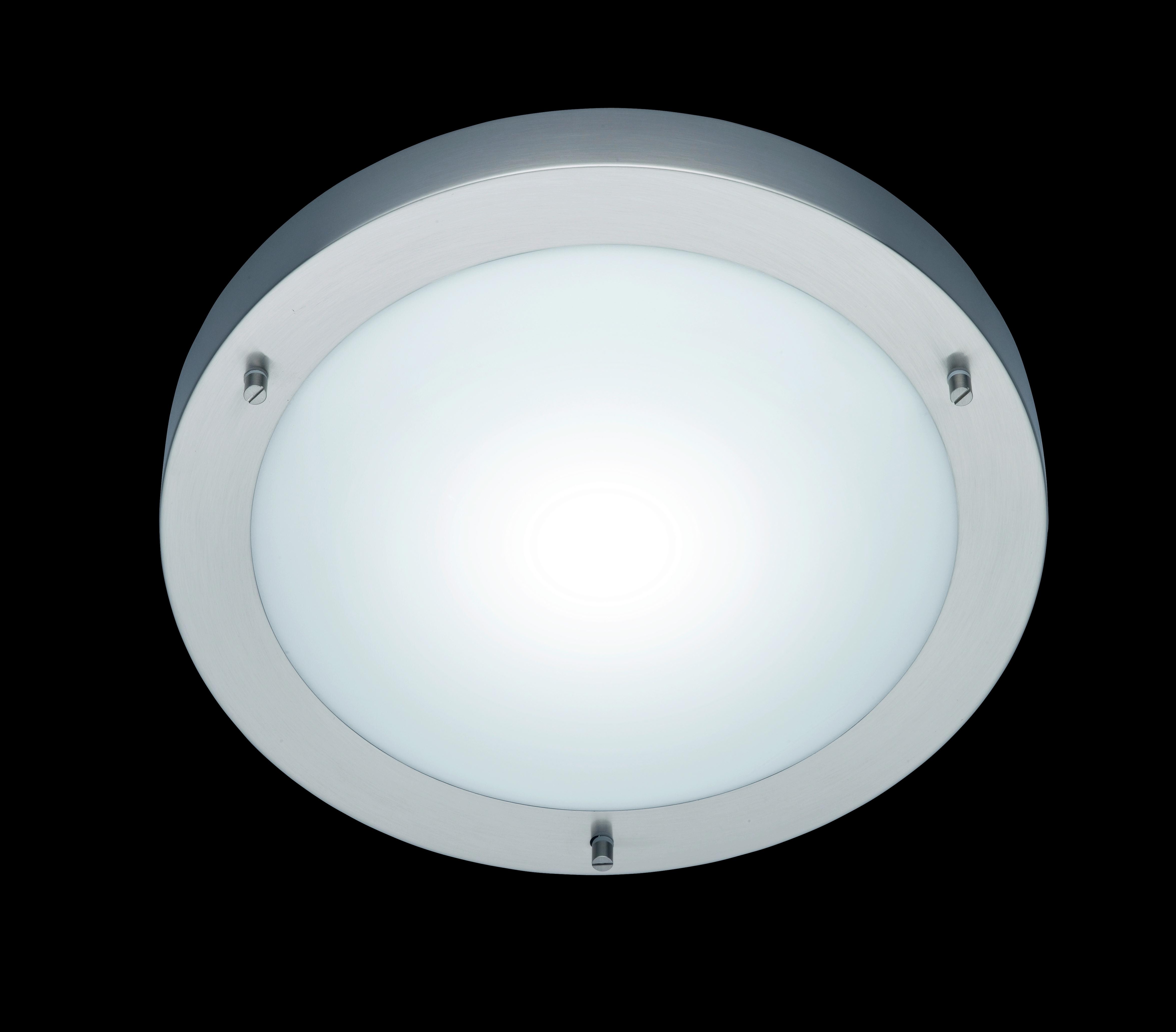 Deckenleuchte Ip44 Ø 31,5 cm 1-Flammig Rund Opalglas Matt - Weiß/Nickelfarben, Basics, Glas/Metall (31,5/8,0cm) - Trio Leuchten