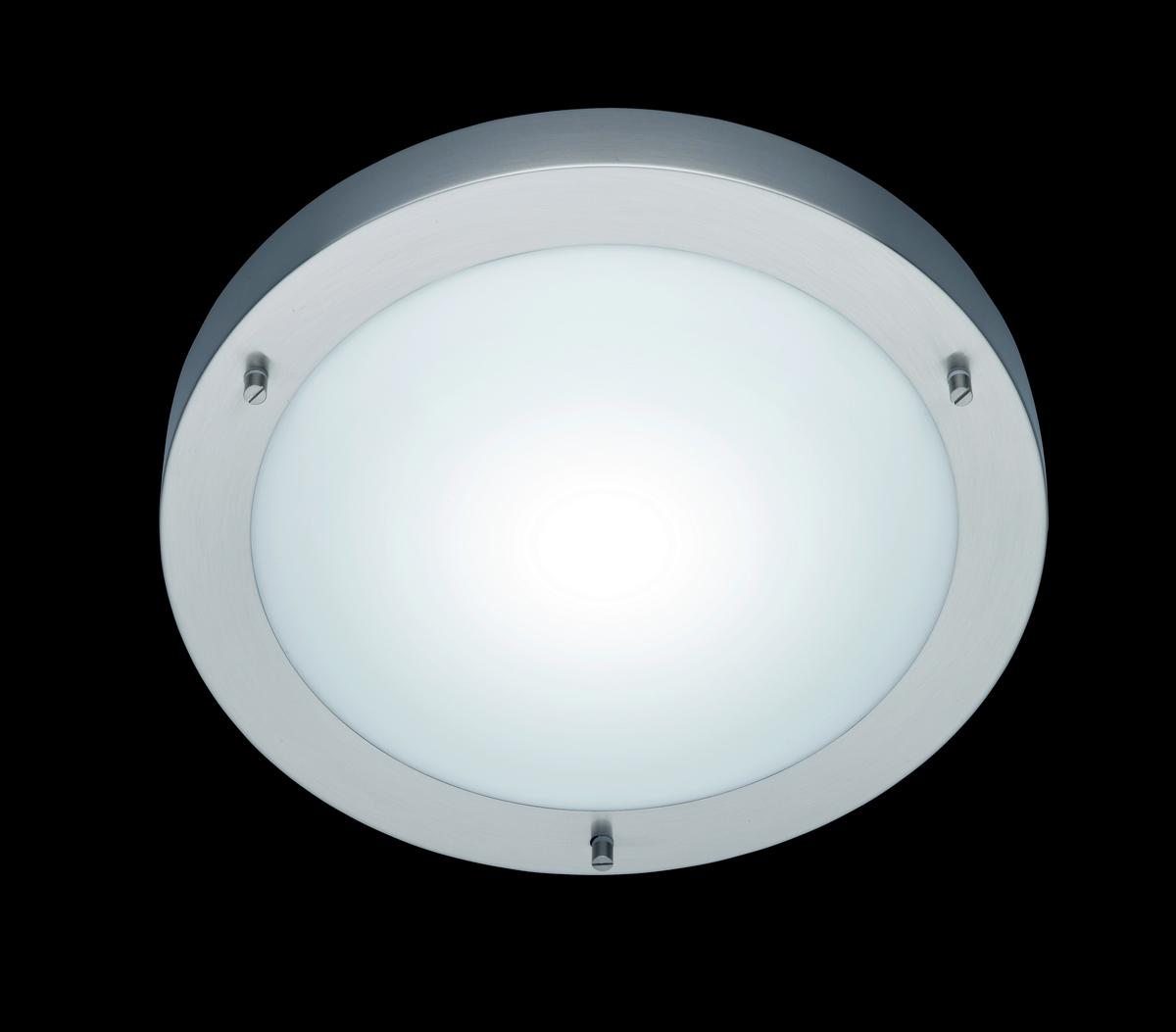 Deckenleuchte Ip44 Ø 31,5 Cm 1-Flammig Rund Opalglas Matt - Weiß/Nickelfarben, Basics, Glas/Metall (31,5/8,0cm) - Trio Leuchten