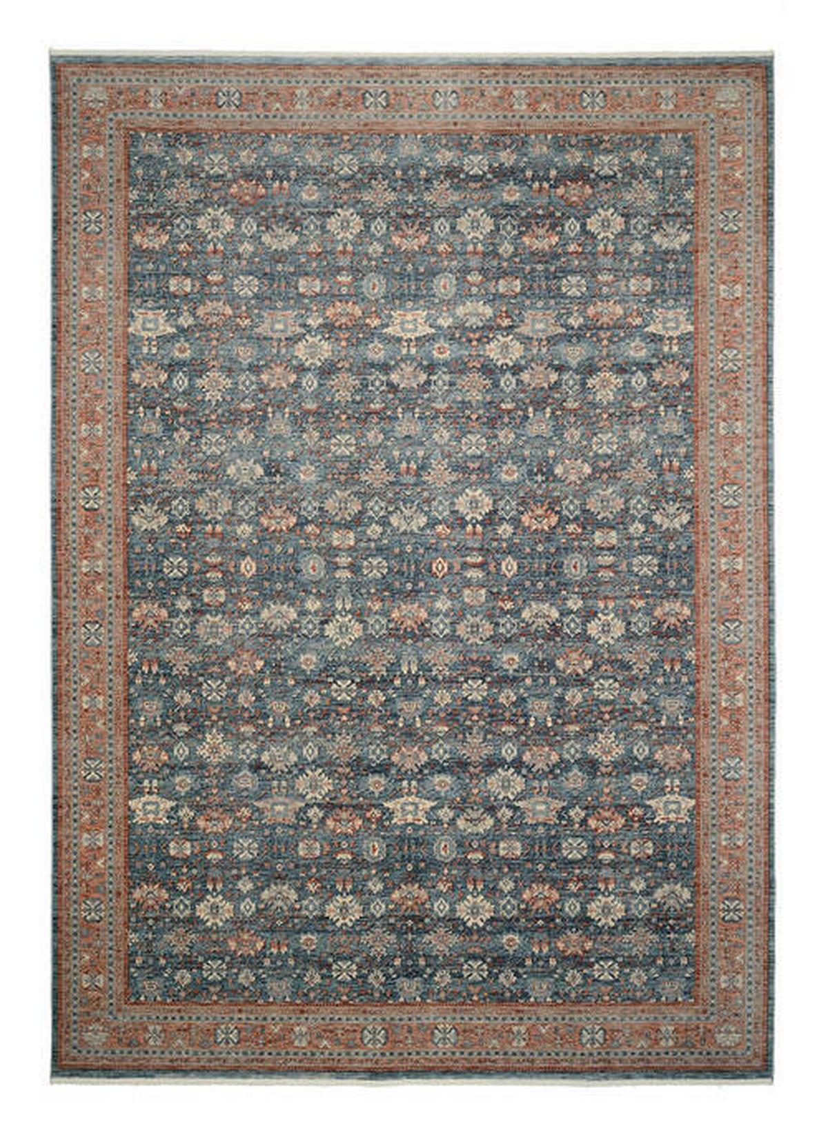 Vintage-Teppich Picardie - Blau/Terracotta, Design, Textil (65/130cm) - Novel