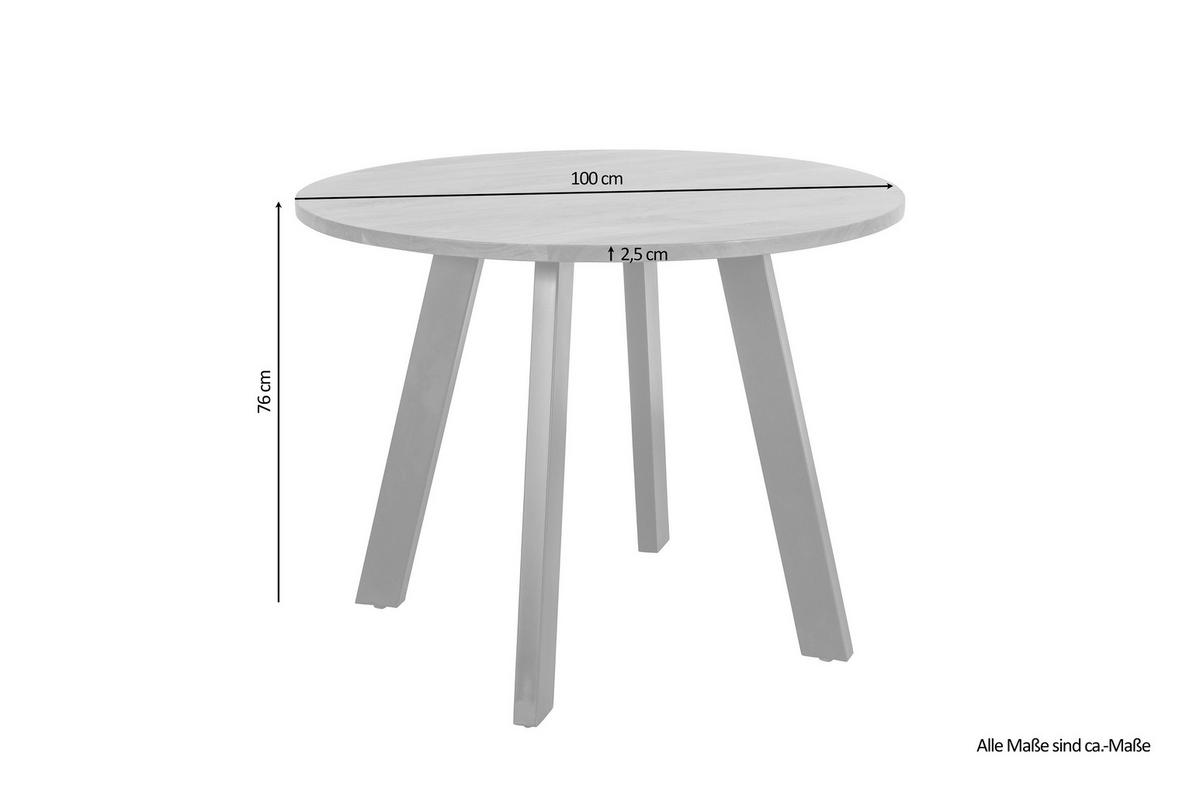 Esstisch Tara Akazie Braun B: 100 cm - Schwarz/Braun, LIFESTYLE, Holz/Metall (100/100/76cm) - MID.YOU