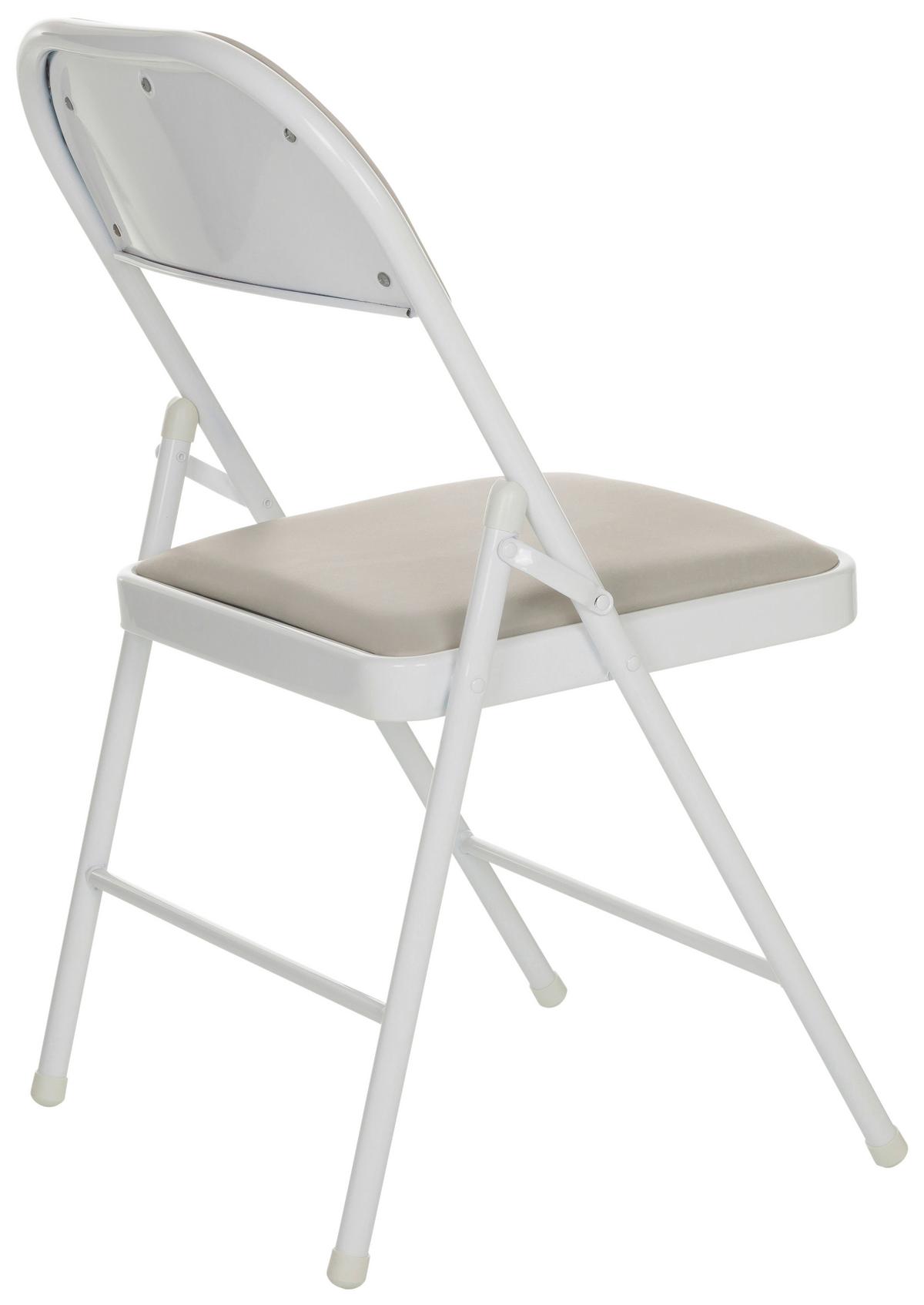 Klappstuhl Tudela W - Weiß/Grau, Basics, Leder/Metall (44/80/49cm) - MID.YOU