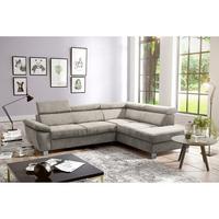 Ecksofa Lugano Mikrofaser Hellbraun 248x208 - Chromfarben/Hellbraun, Design, Textil (248/208cm) - Livetastic