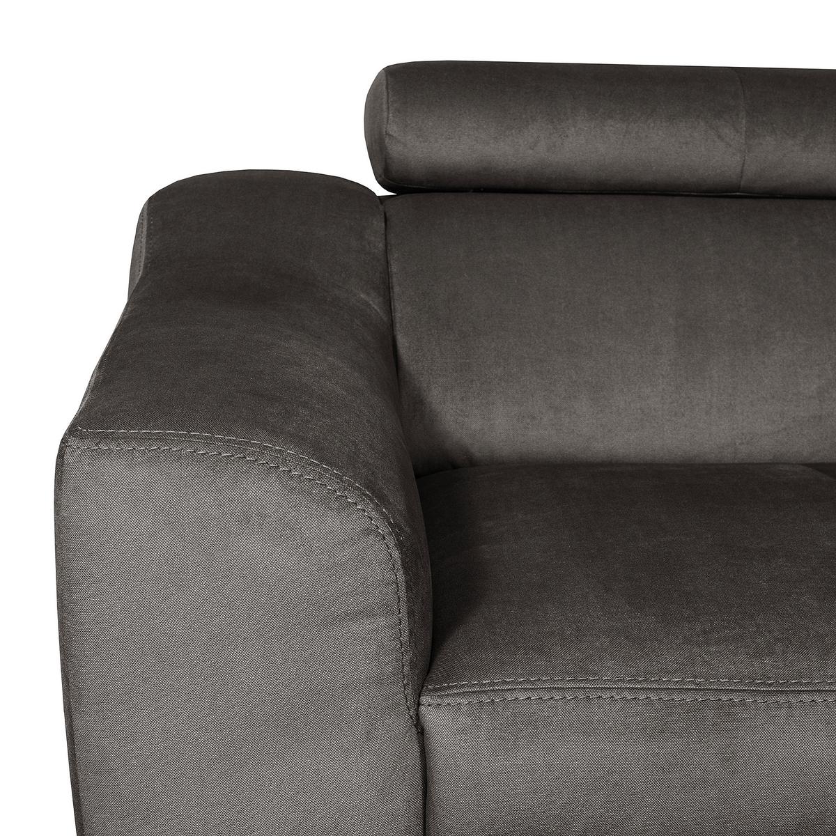 Ecksofa Aspen Webstoff Dunkelgrau 245x208 Cm - Dunkelgrau/Buchefarben, Design, Textil (245/208cm) - Livetastic