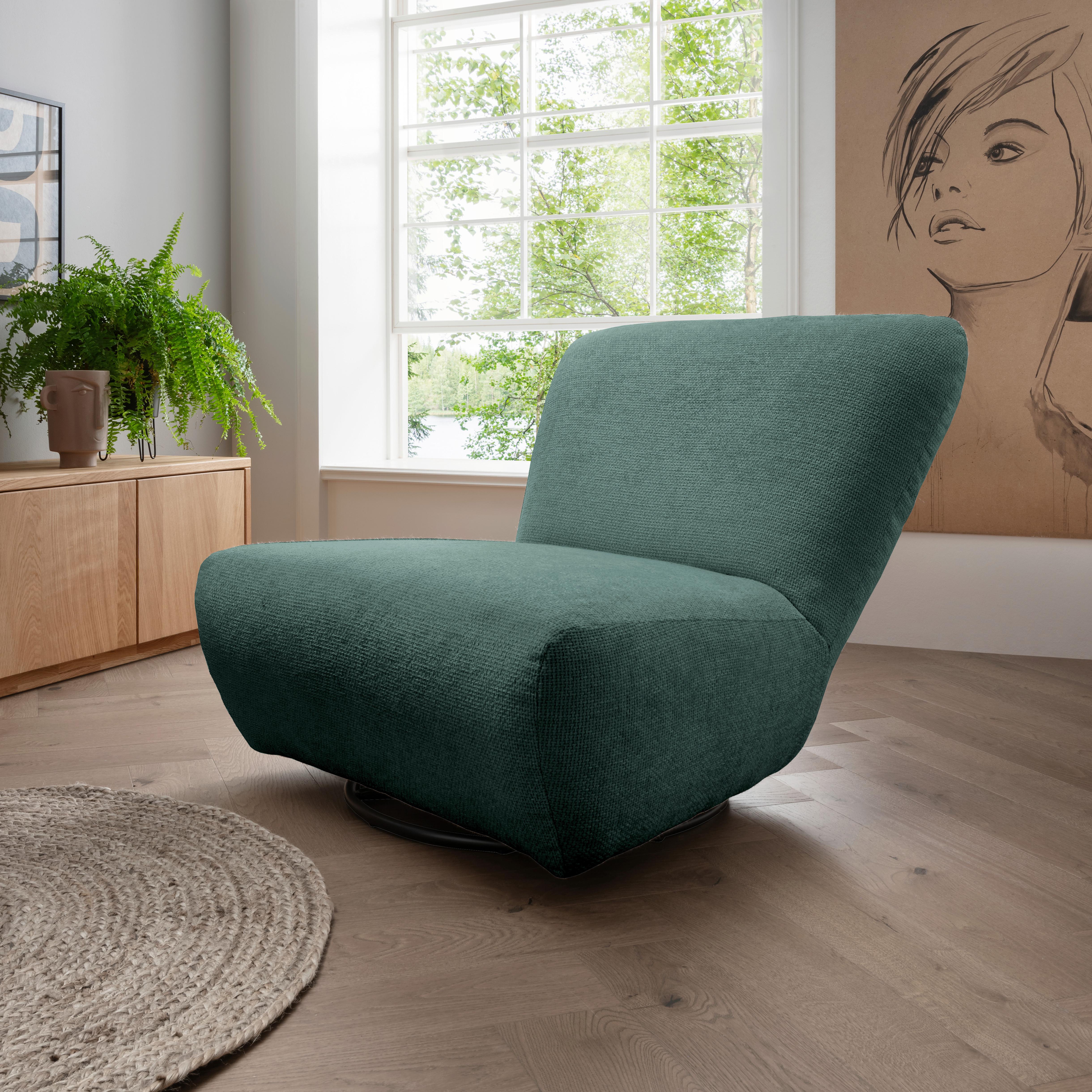 XXL-Sessel Cremallo Dunkelblau Wippfunktion, drehbar, B: 95cm - Schwarz/Dunkelblau, Trend, Textil (95/77/94cm) - Livetastic