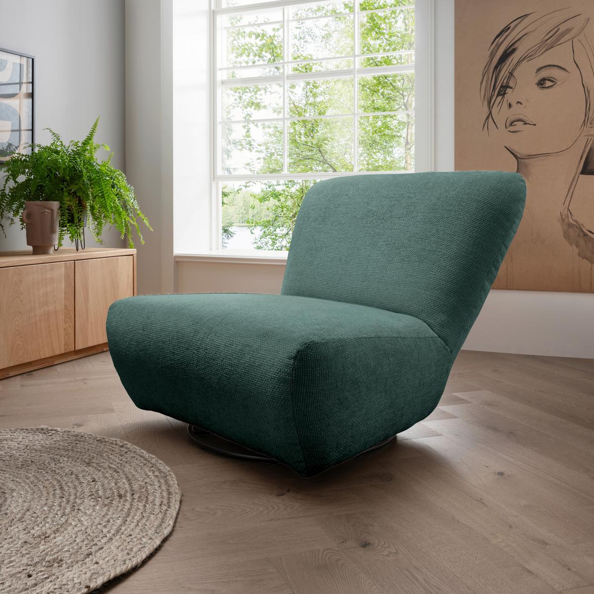 Xxl-sessel Cremallo Dunkelblau Wippfunktion, Drehbar, B: 95cm - Schwarz/Dunkelblau, Trend, Textil (95/77/94cm) - Livetastic