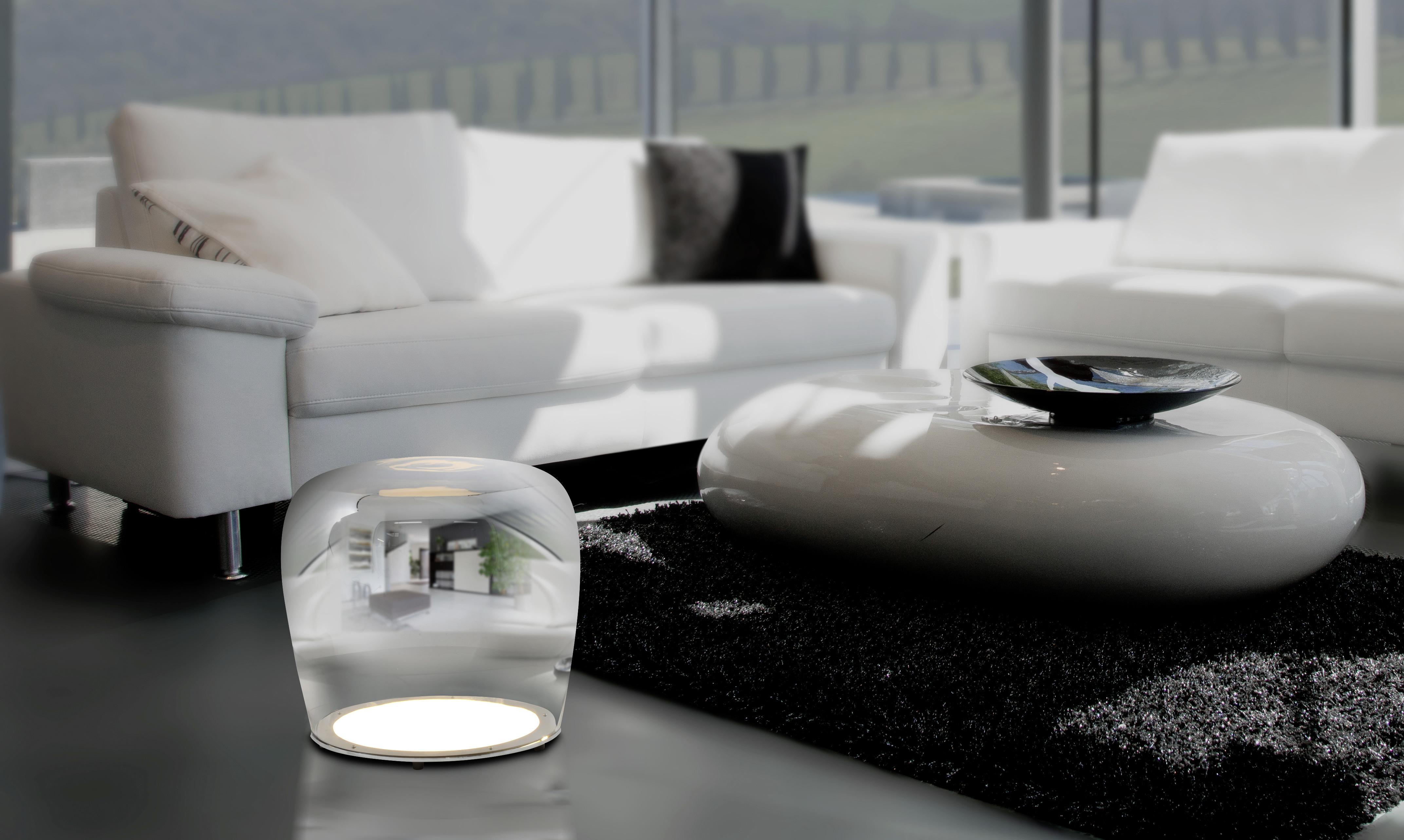 LED-Tischleuchte 3167742 Smoky - Chromfarben, Design, Glas/Metall (43cm) - Näve