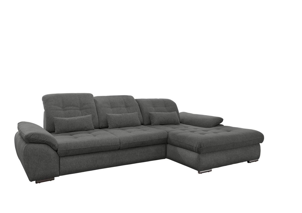 Ecksofa mit Bettkasten Rigatti Graubrau 314x184 cm - Chromfarben/Graubraun, MODERN, Textil (314/184cm) - Livetastic