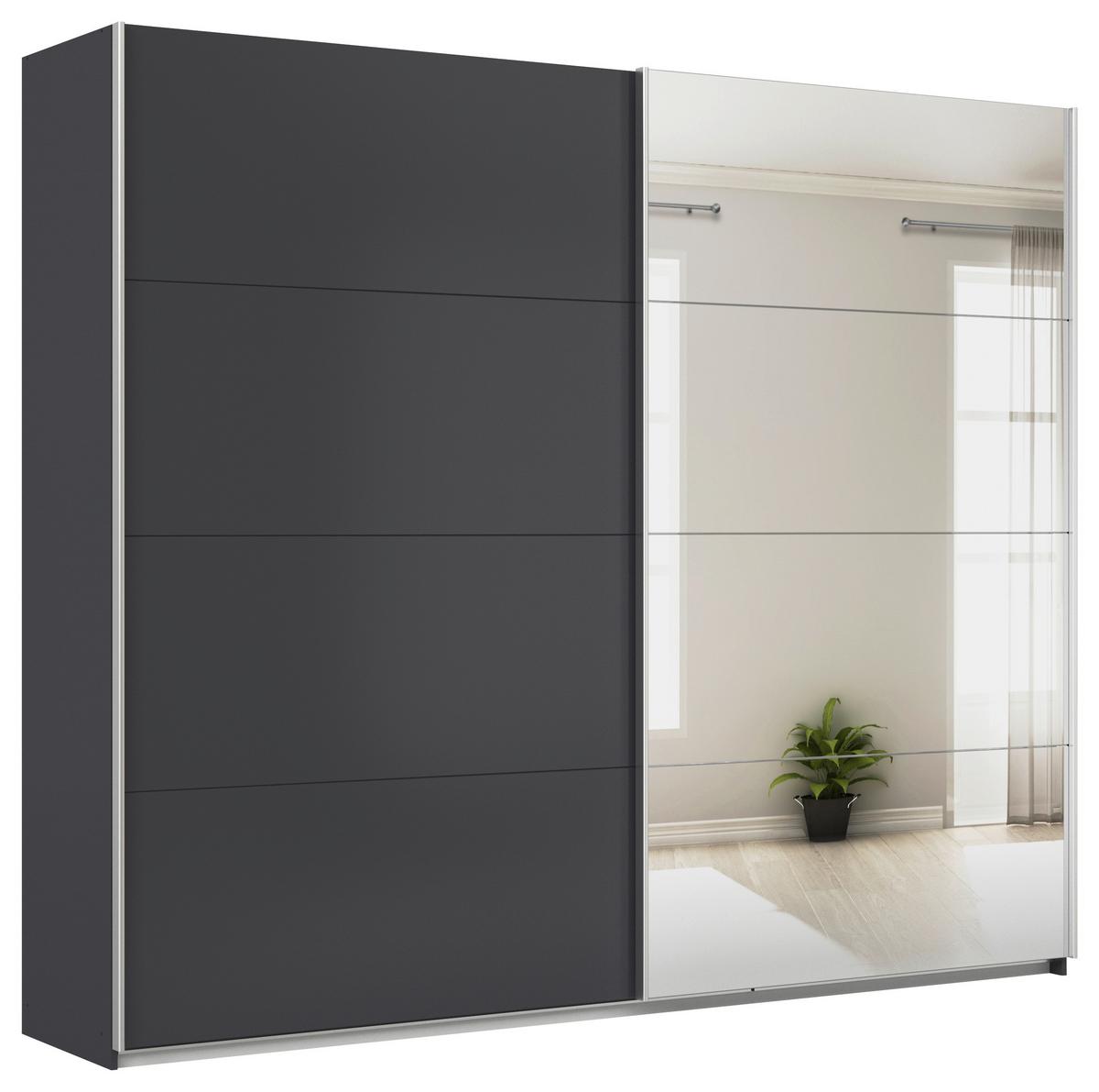Schwebetürenschrank + Spiegel B: 271cm Feldkirch Grau - Anthrazit/Silberfarben, MODERN, Holzwerkstoff (271/229/62cm)