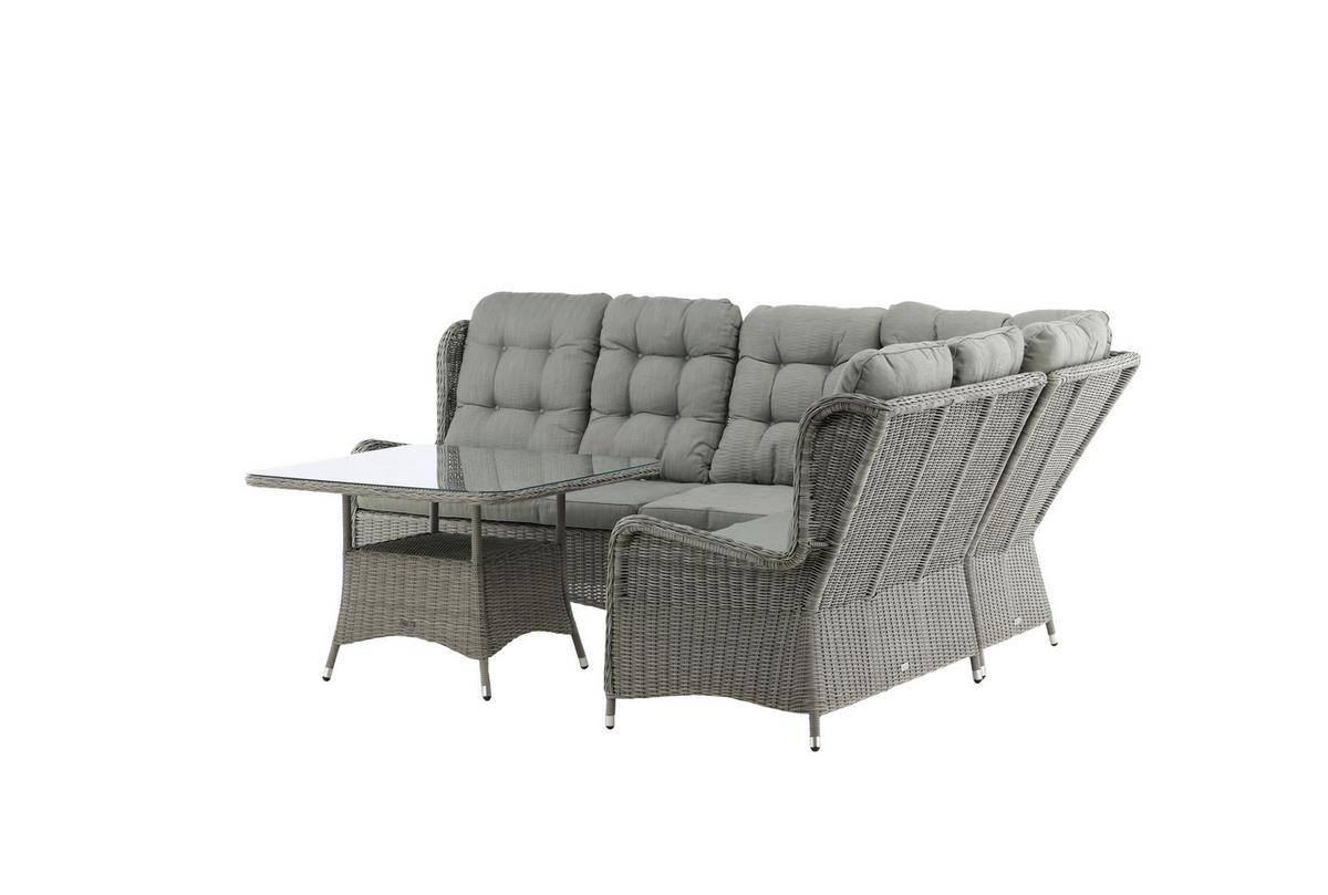 Loungegarnitur Washington - Grau, KONVENTIONELL, Kunststoff/Textil - Gardenson