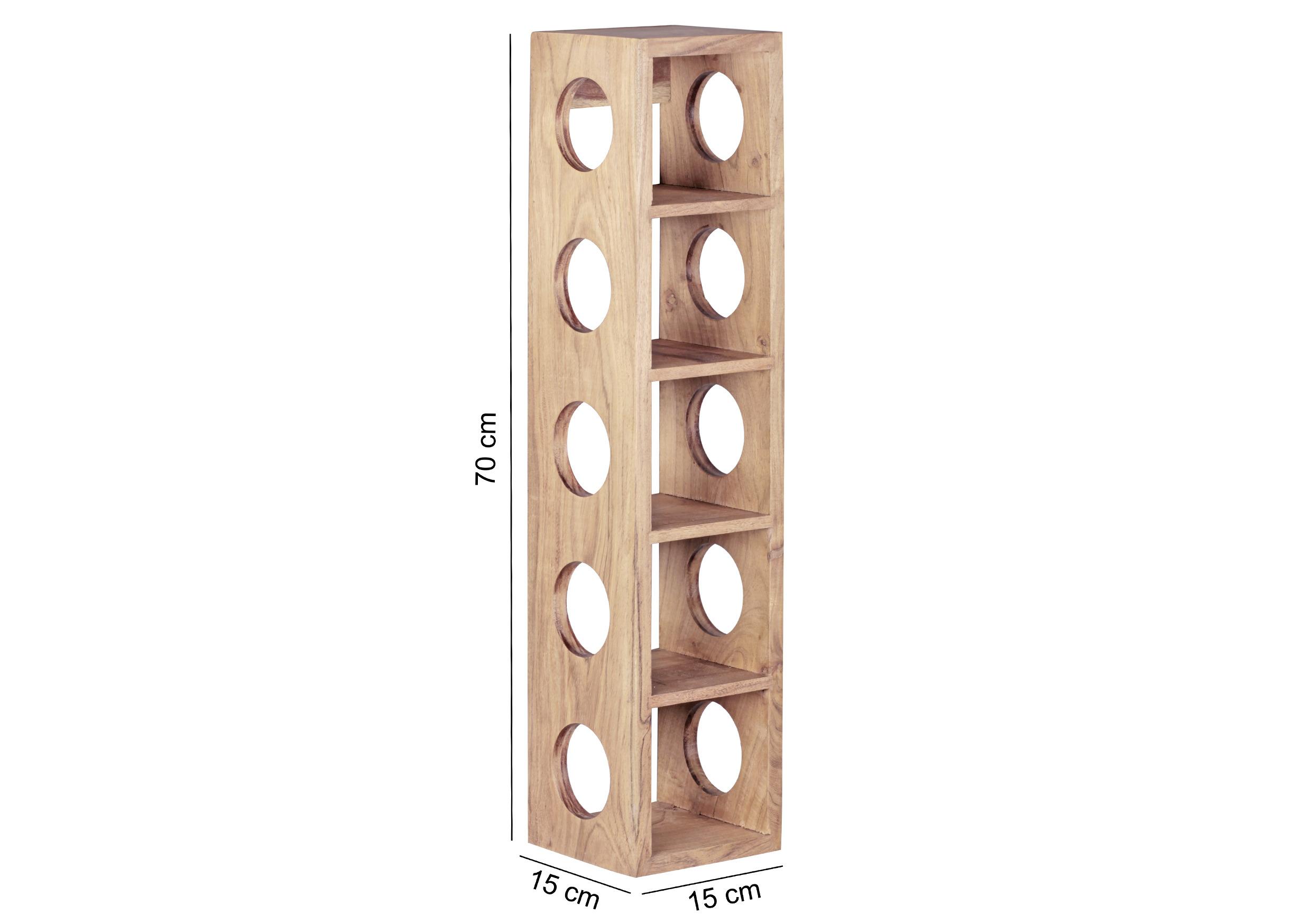 Weinregal Akazie Natur 5 Flaschen BxH: 15x70 cm - Akaziefarben, MODERN, Holz (15/70/15cm) - MID.YOU