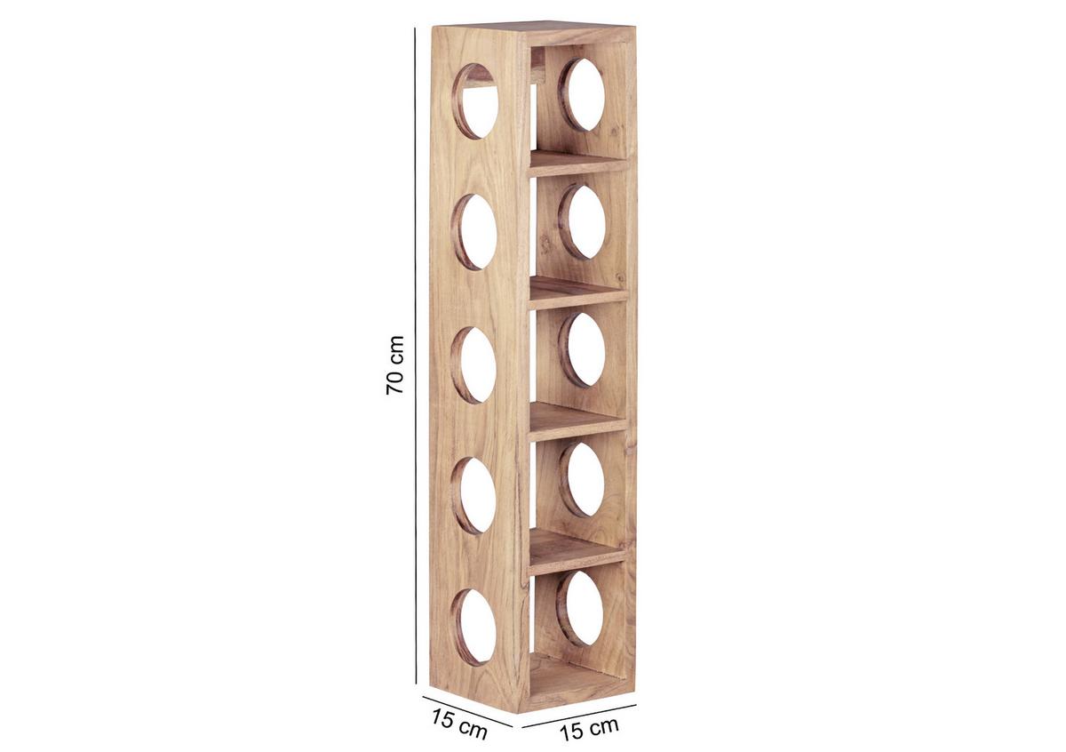 Regál na víno MUMBAI z dreva Akácie - farba akácie, Modern, drevo (15/70/15cm) - MID.YOU