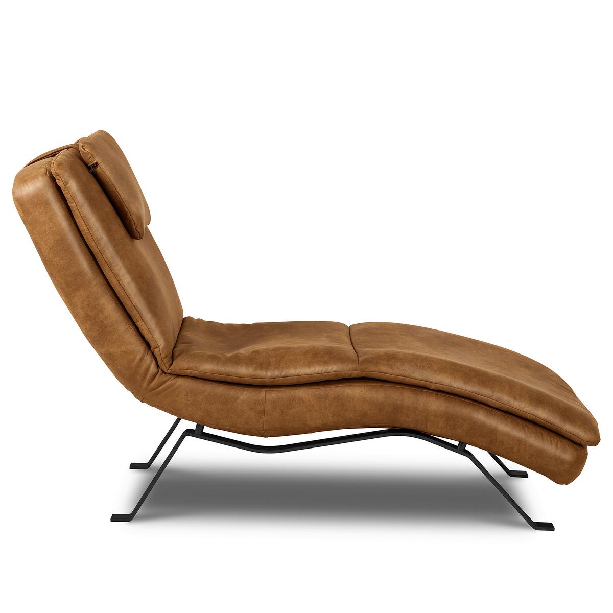 Relaxliege Black Cognac, Leder - Cognac/Schwarz, Design, Leder (65/95/171cm) - Celina Home