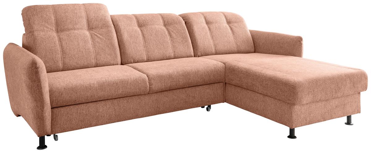 Ecksofa Minori Chenille Koralle, S: 267x184 cm - Koralle/Schwarz, MODERN, Textil (267/184cm) - Livetastic