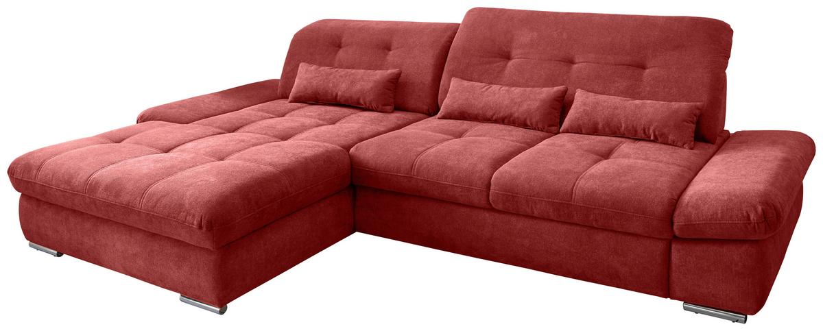 Ecksofa Dalida Rot S: 196x300 cm - Chromfarben/Rot, Design, Textil (196/300cm) - Livetastic