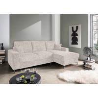 Eckschlafsofa Zona, Creme S: 237x143 Cm - Creme/Schwarz, KONVENTIONELL, Textil (237/143cm) - Livetastic