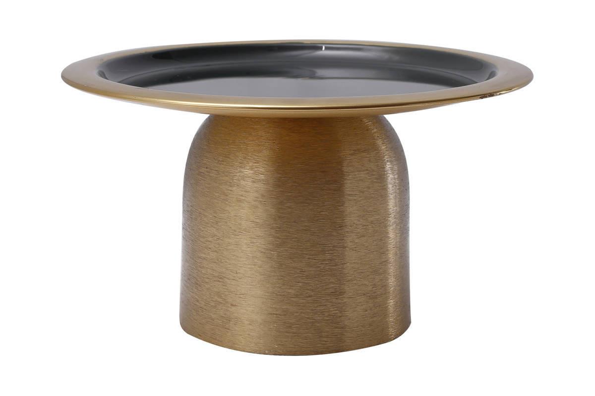 Tortenplatte Rund Eisen Art Deco D: 24,5 cm - Dunkelgrün/Goldfarben, Trend, Metall (24,5/14cm) - Kayoom