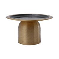 Tortenplatte Rund Eisen Art Deco D: 24,5 cm - Dunkelgrün/Goldfarben, Trend, Metall (24,5/14cm) - Kayoom