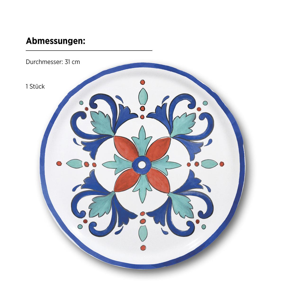 Pizzatellerset Porzellan 4 tlg. D: 31 cm - Rot/Weiß, Basics, Keramik (31cm) - Mäser