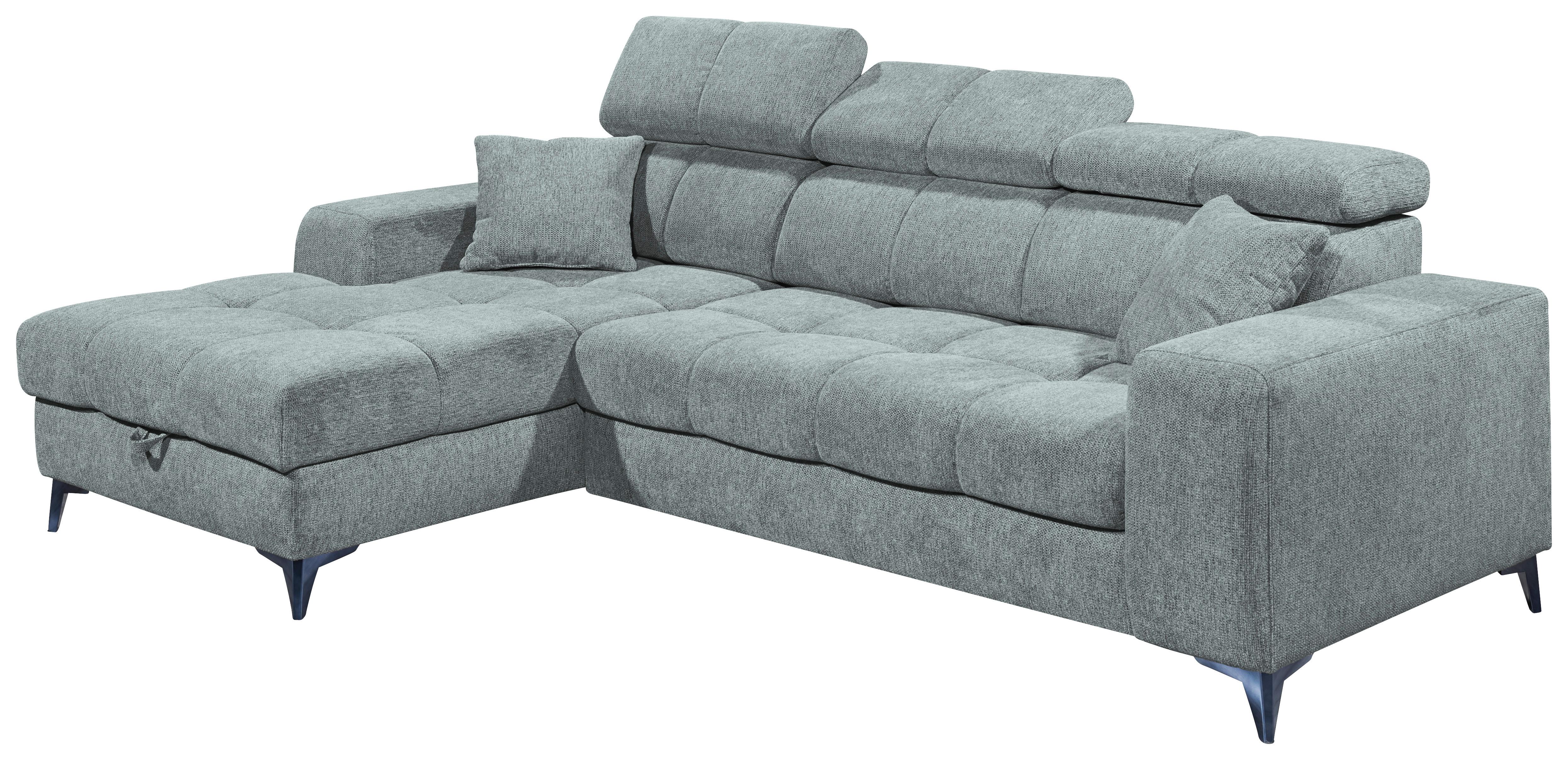 Ecksofa Sydney Hellblau S: 172/268 cm - Schwarz/Hellblau, KONVENTIONELL, Textil (172/268cm) - MID.YOU