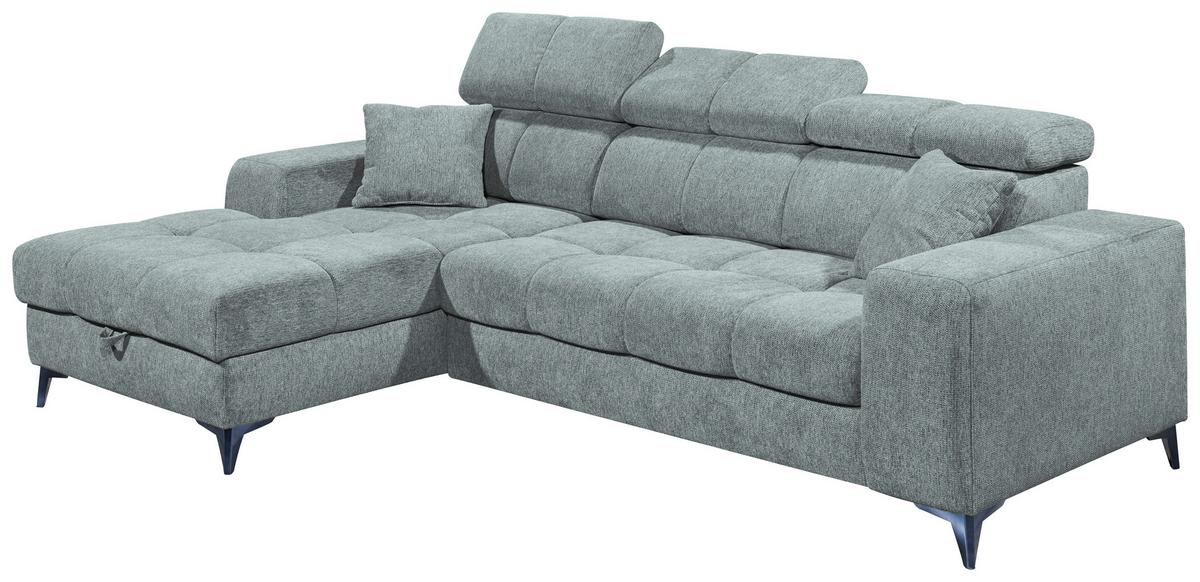 Ecksofa Sydney Hellblau S: 172/268 cm - Schwarz/Hellblau, KONVENTIONELL, Textil (172/268cm) - MID.YOU