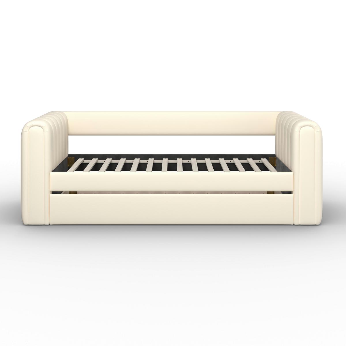 Výsuvná posteľ TASHA 90x200 cm, slonovinová - svetlohnedá/čierna, Modern, drevo/textil (90/200cm) - Bessagi Home