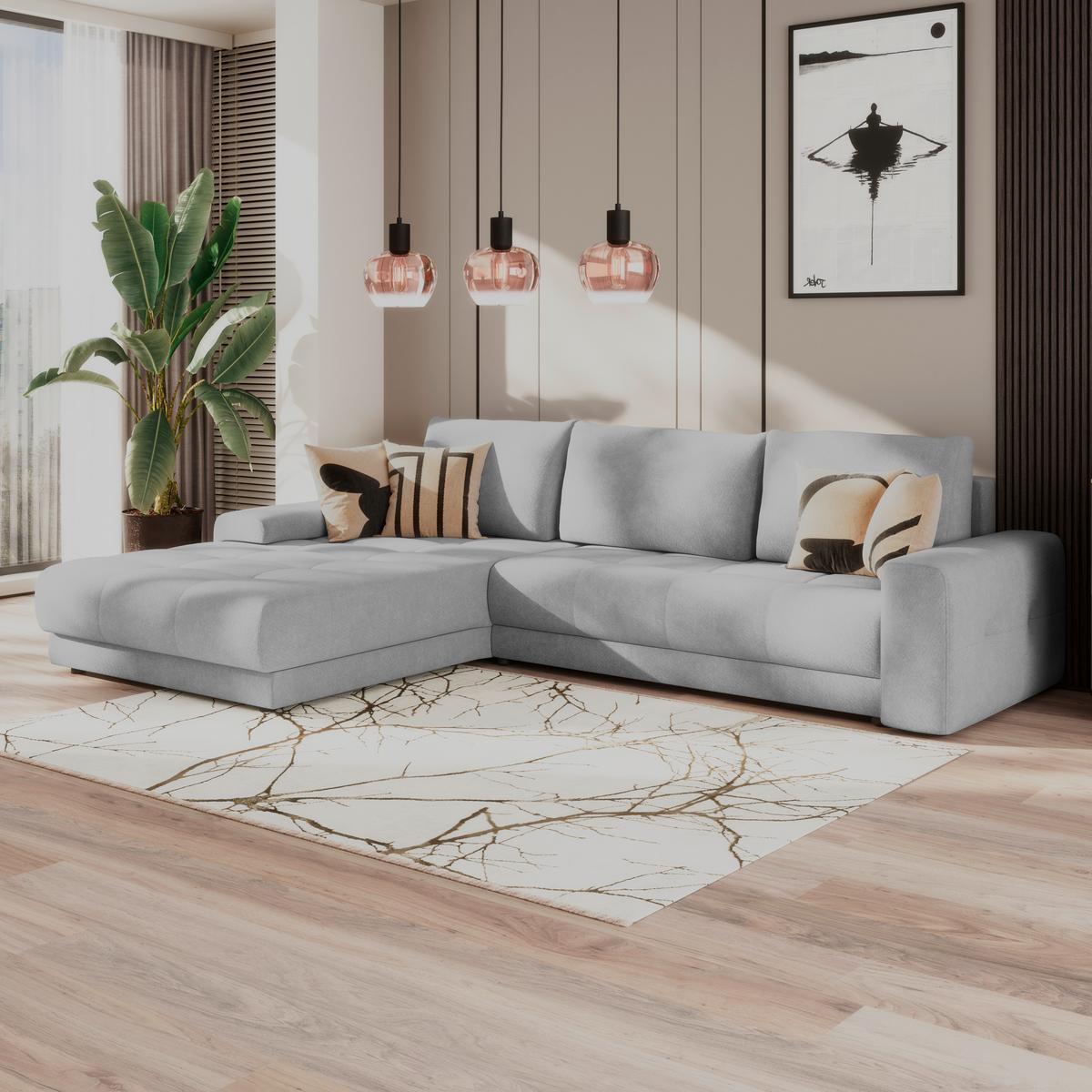 Rohová sedačka ADRIA, obojstranná, sivá - svetlosivá, Trend, textil (213/308cm) - Luca Bessoni