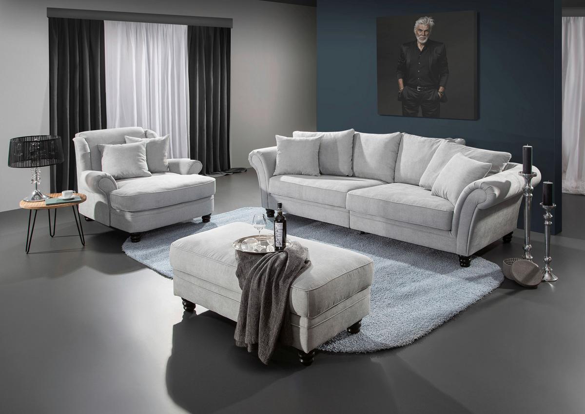 Bigsofa Lamour - Dunkelbraun/Hellgrau, KONVENTIONELL, Holz/Textil (270/80/110cm) - Livetastic