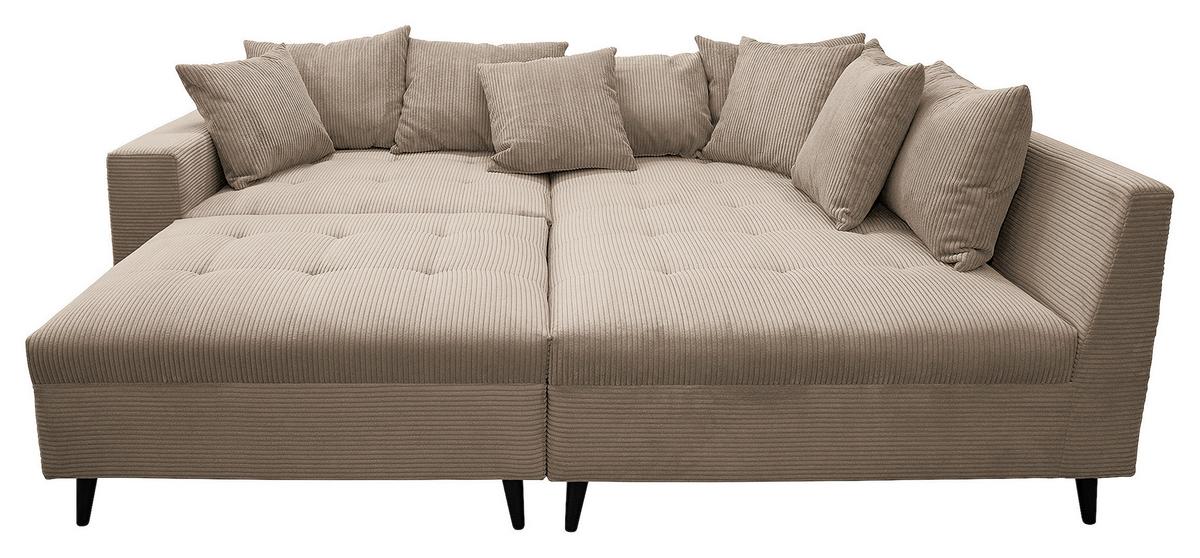 Ecksofa Pruno Hellbraun S: 247x174 Cmb - Hellbraun/Schwarz, Design, Textil (247/174cm) - MID.YOU