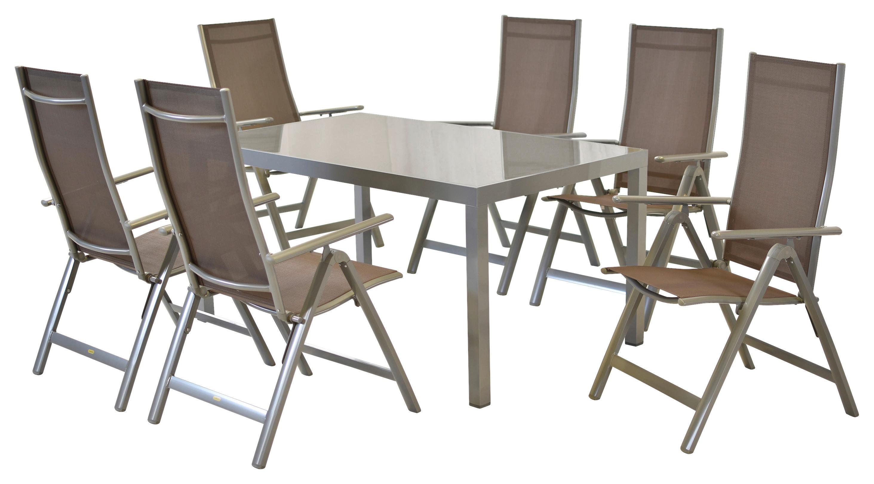 Gartenset Carrara - Taupe/Silberfarben, MODERN, Textil/Metall - Gardenson