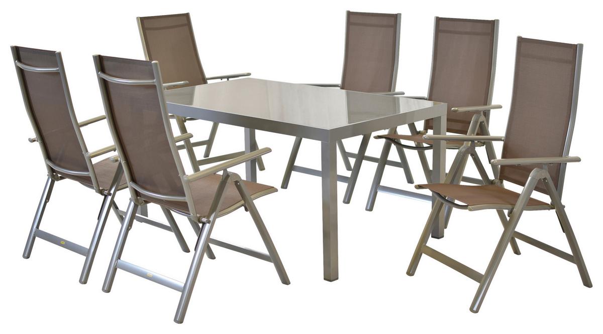 Gartenset Carrara - Taupe/Silberfarben, MODERN, Textil/Metall - Gardenson