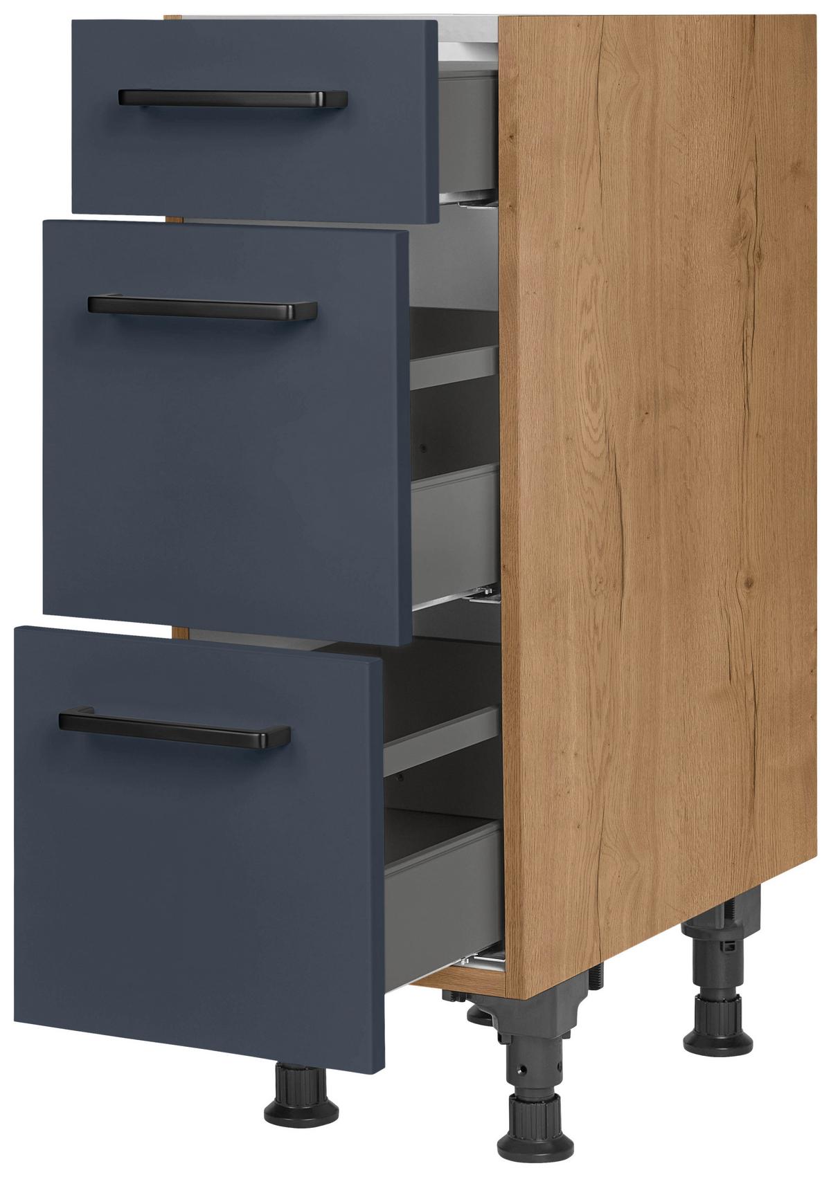 Schubkastenunterschrank Easytouch - Blau/Eichefarben, MODERN, Holzwerkstoff (30/87/56cm) - Nobilia