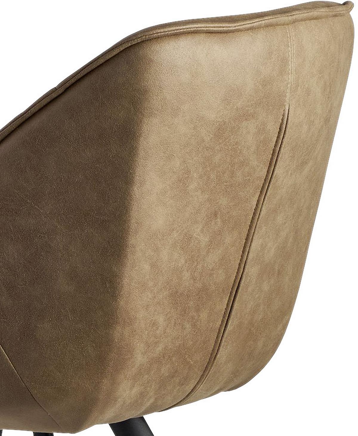 Židle s područkami WOHNLING  hnědá - černá/béžová, Moderní, kov/textil (60/85/64cm) - MID.YOU