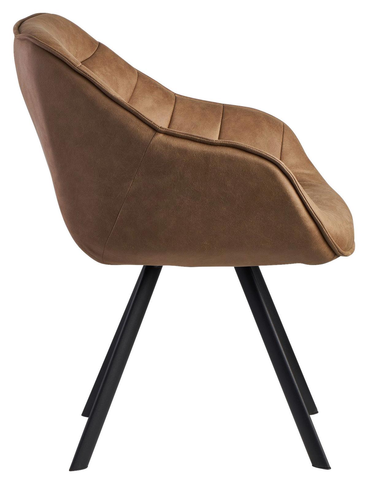 Židle s područkami WOHNLING  hnědá - černá/béžová, Moderní, kov/textil (60/85/64cm) - MID.YOU