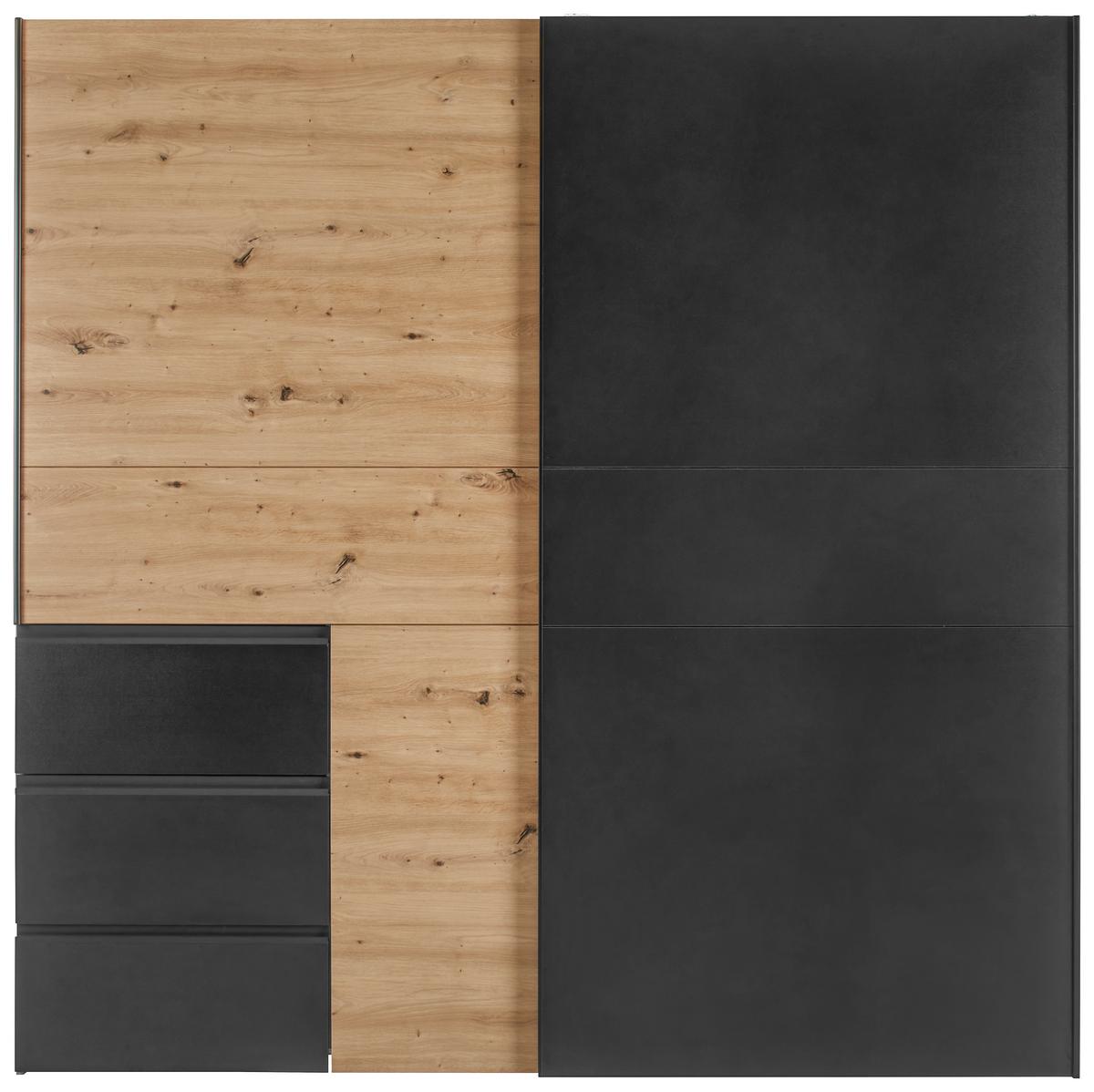 SKRIŇA S POS. DVER. – HOR.VED RACER-LIGHT - čierna/farba duba, Konventionell, kov/kompozitné drevo (200,1/200,5/61,2cm)