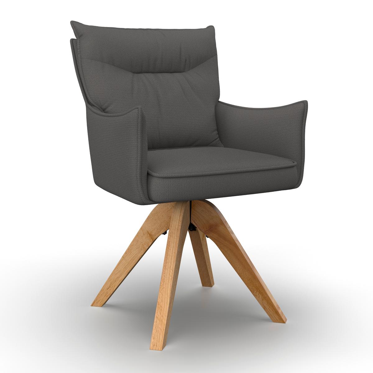 STOLIČKA S PODRÚČKAMI LORELEI - sivá/prírodná farba, Modern, drevo/textil (58/87/63cm) - Bessagi Home