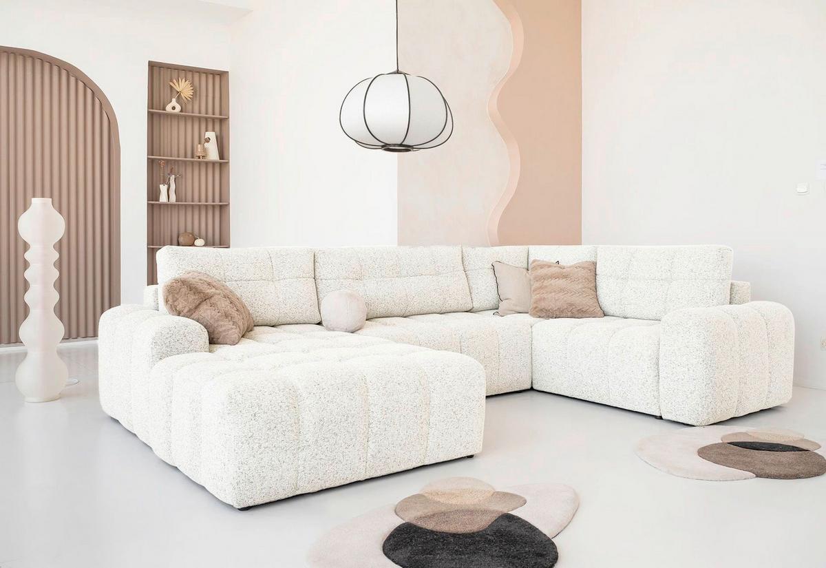 Wohnlandschaft Lulu Beige U: 184x333x213cm - Beige/Schwarz, Design, Textil (184/333/213cm) - MID.YOU