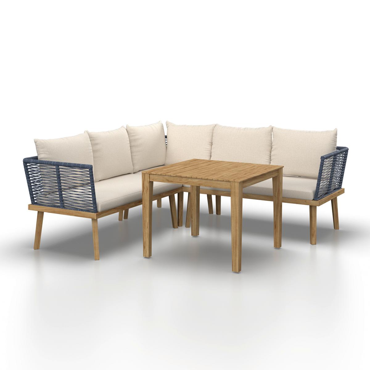 JEDÁLENSKÁ TERASOVÁ SÚPRAVA JULINA - farba akácie/krémová, Modern, kov/drevo (205/76/72cm) - Bessagi Garden