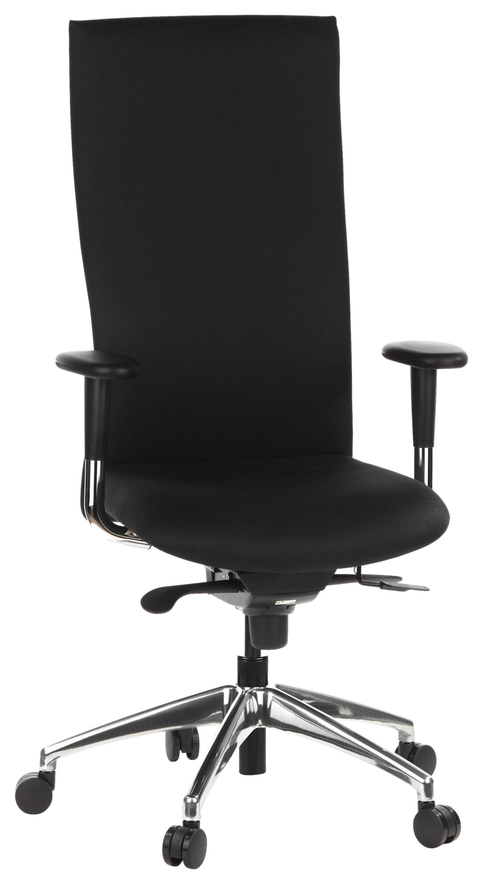 Drehstuhl Office-Tec Armstützen Schwarz Bis 120kg - Alufarben/Schwarz, MODERN, Kunststoff/Textil (58/131/54cm) - MID.YOU