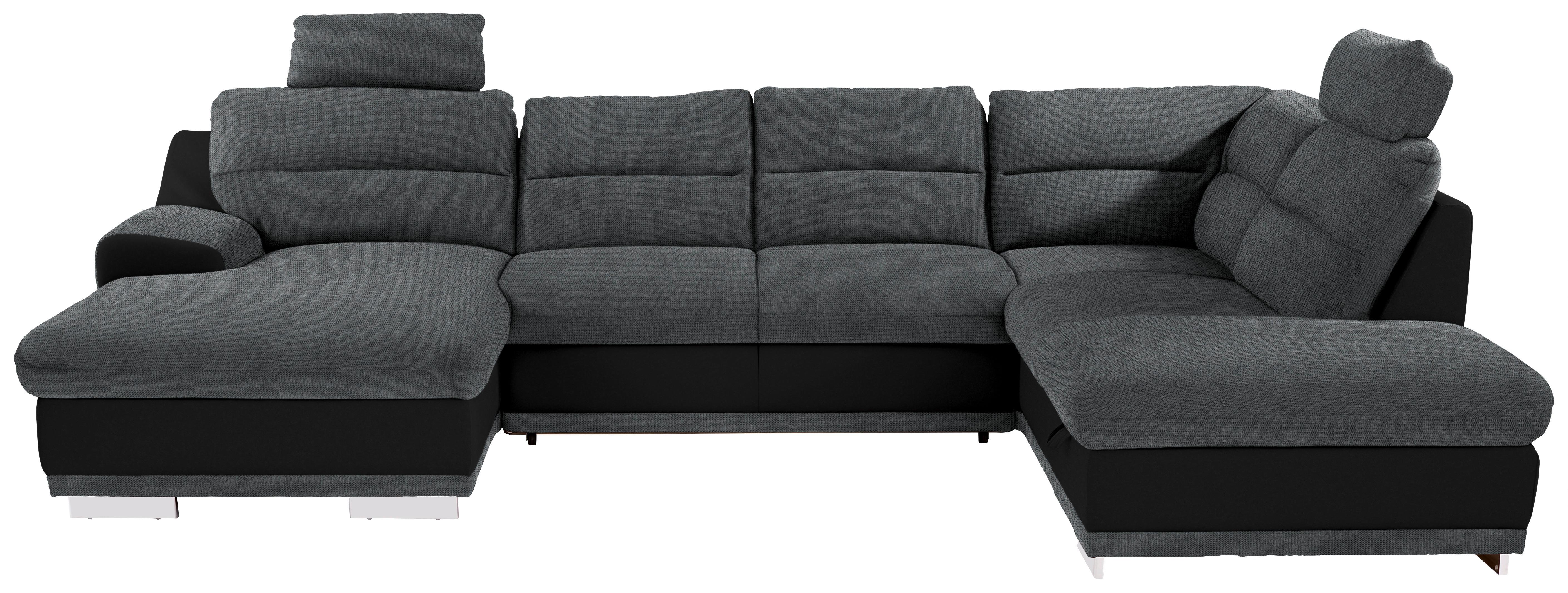 Sedacia súprava do U Seaside sivá / čierna - čierna/sivá, Konventionell, kov/textil (165/334/218cm) - Luca Bessoni