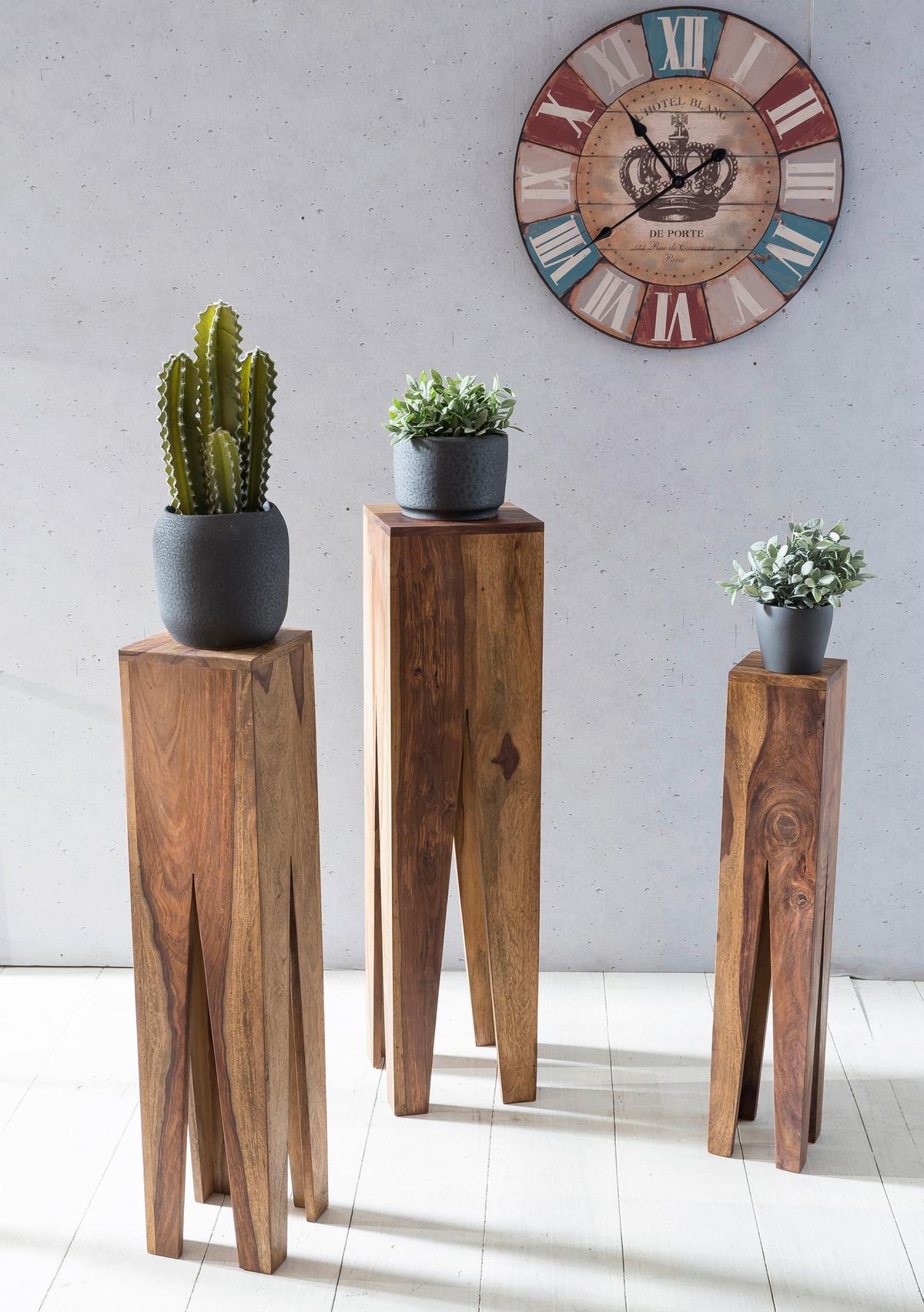 Sada stolků pod květiny KADA z masivního dřeva - barvy akácie, Design, dřevo - MID.YOU