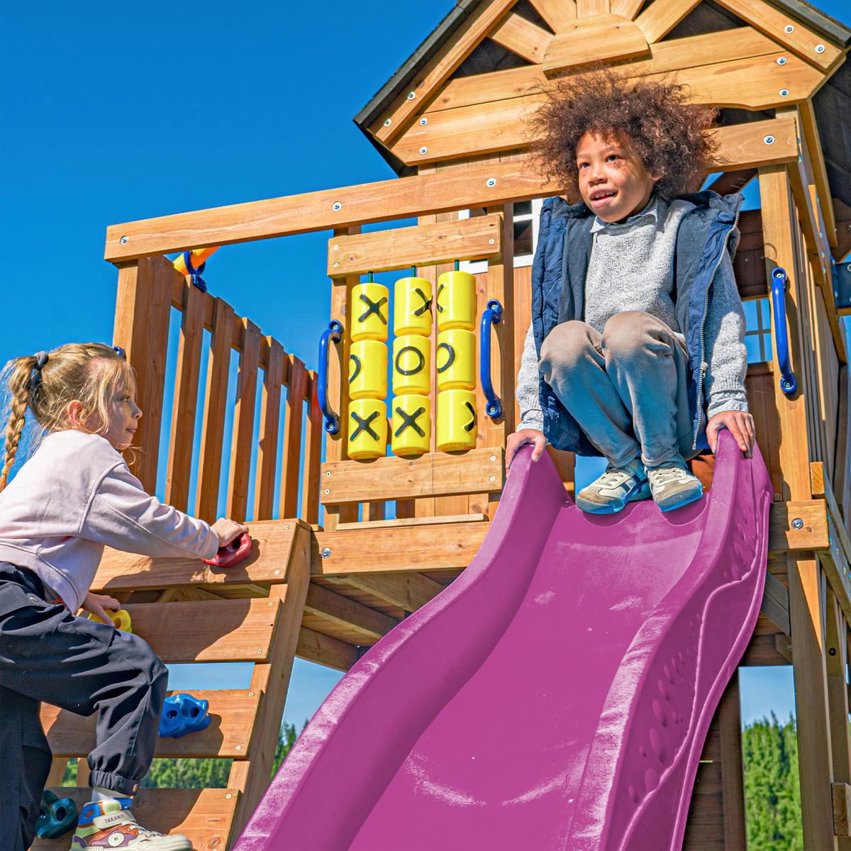 Spielturm mit Rutsche Lila - Anthrazit/Lila, Basics, Holz/Kunststoff (435/410/305cm) - Ambia Garden